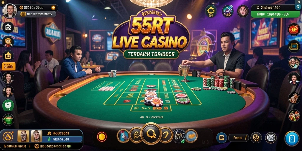 Gameplay Live Casino yang mendebarkan di aplikasi 55RT.