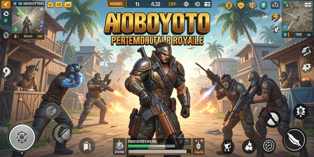 Tampilan gameplay ANOBOYTOTO yang intens dalam pertempuran Battle Royale.