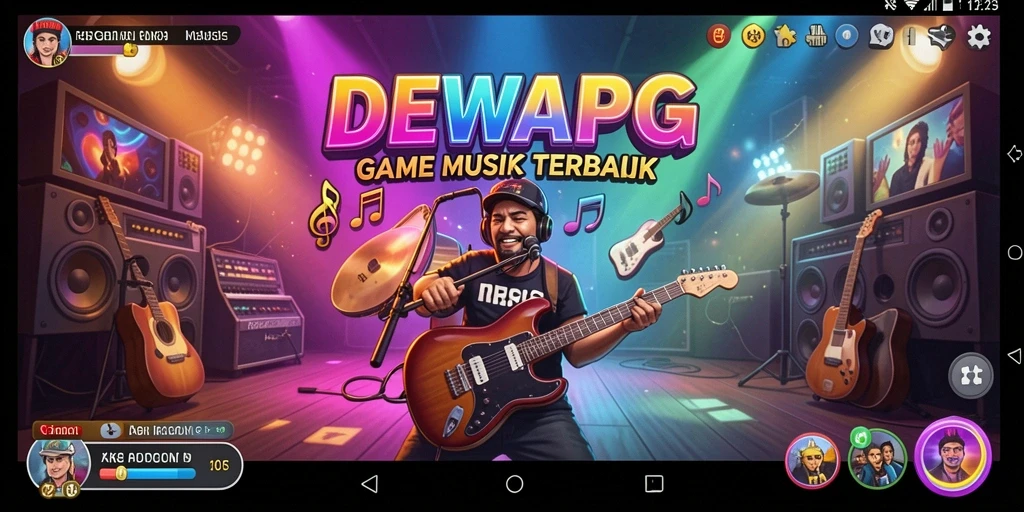 Tampilan gameplay seru dalam DEWAPG dengan berbagai pilihan lagu.
