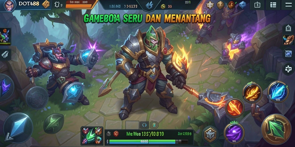 Screenshot DOTA88 menampilkan intensitas pertempuran dalam gameplay MOBA.