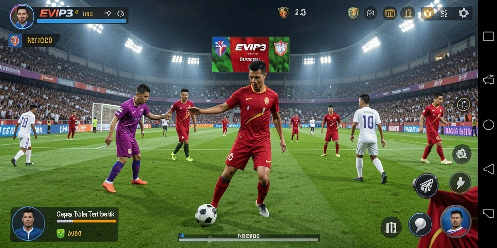 Screenshot gameplay EVIP3 menampilkan pengalaman bermain sepak bola yang menakjubkan.