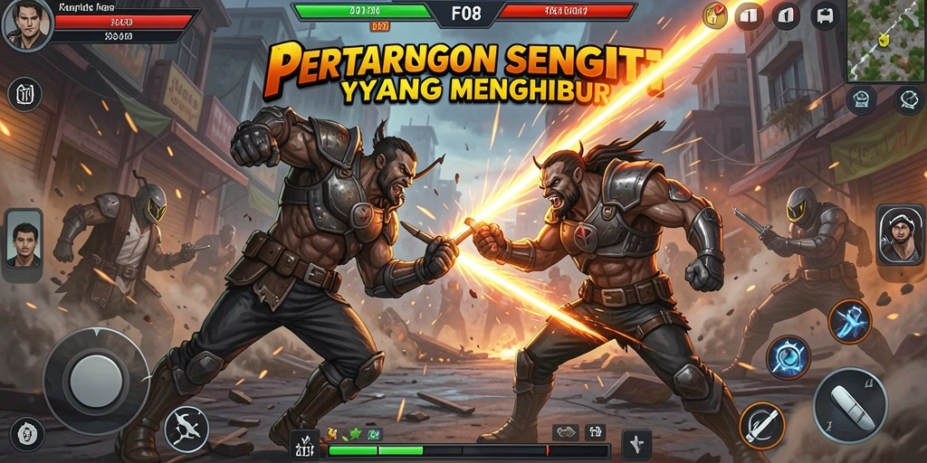 Tampilan gameplay F08 yang mendebarkan dan seru saat bertarung.