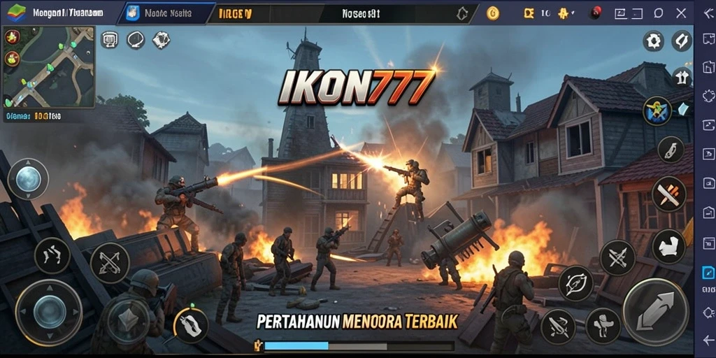 Tangkapan layar menampilkan gameplay seru dalam IKON777 dengan strategi Tower Defense.