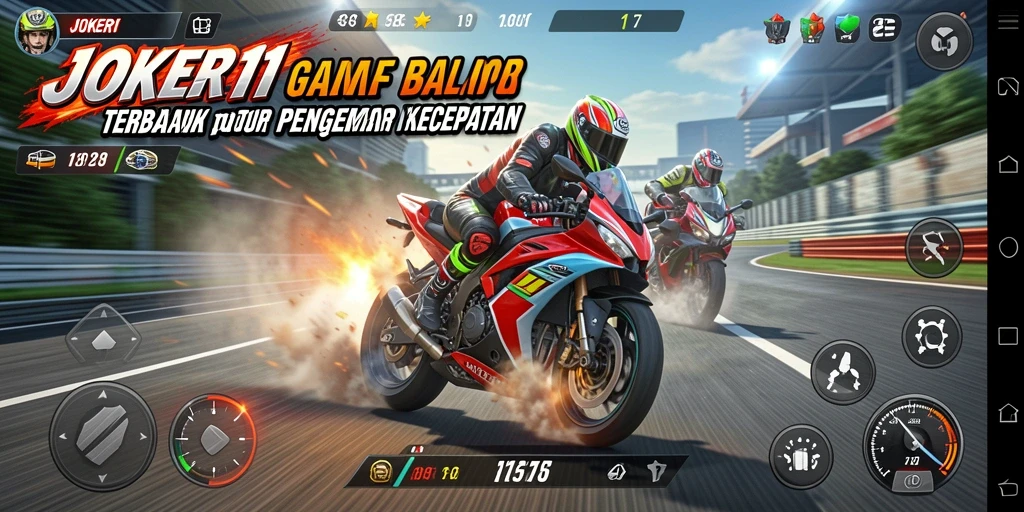 Gameplay seru saat balapan motor di lintasan menantang.