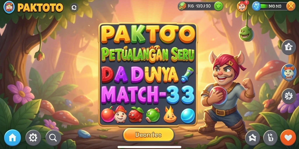 Gameplay seru PAKTOTO dengan grafis colorful dan tantangan match-3.