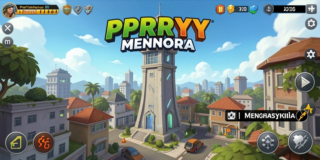 Screenshot gameplay PPRRYY menampilkan aksi menara strategi yang mendebarkan.