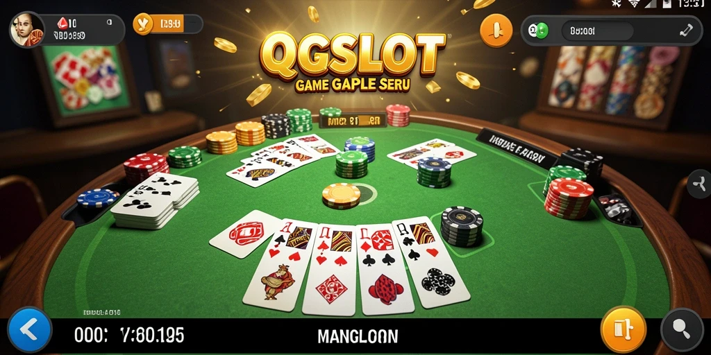 Tampilan gameplay QQSLOT yang menarik dengan suasana permainan Gaple.
