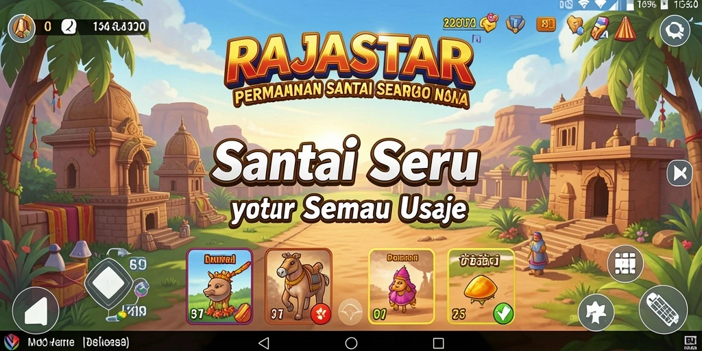 Tangkapan layar dari gameplay menarik RAJASTAR yang penuh warna.