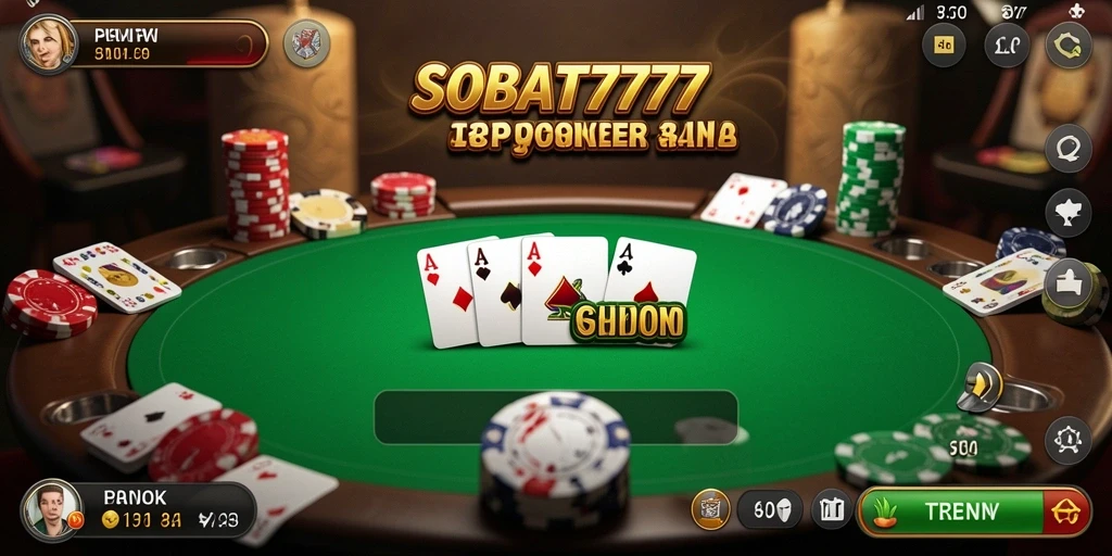 Screenshot gameplay mendebarkan dari SOBAT777, menampilkan aksi poker nyata.