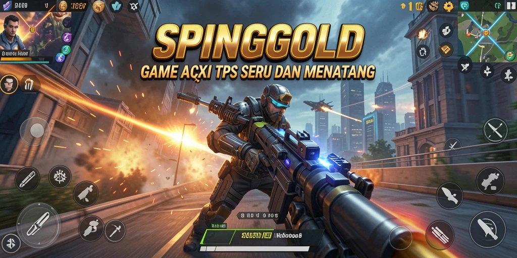 Tampilan seru gameplay SPINGOLD dalam mode TPS.