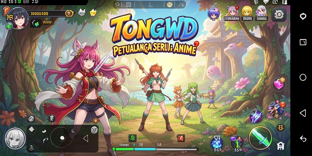 Tampilan gameplay seru dari TONGWD yang penuh warna dan aksi.