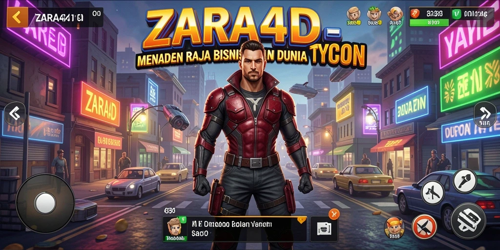 Screenshot gameplay ZARA4D menampilkan pengelolaan bisnis yang dinamis.